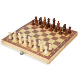 Magnetic Folding Chess Board Solid Wood Portable Chess Set With Checkers - Image 2