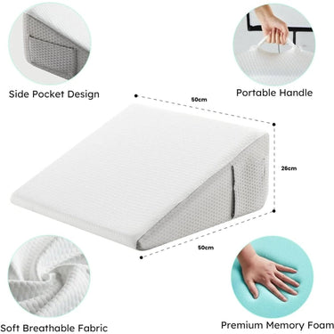 Memory Foam Wedge Pillow With Removable Cover And Side Pockets - Image 6