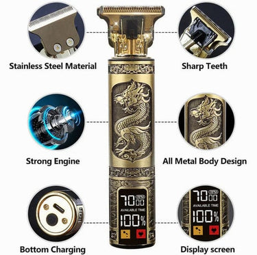 Men's Hair Clipper With Carbon Steel T-Blade 180-Minute Runtime And Real-Time Battery - Image 9