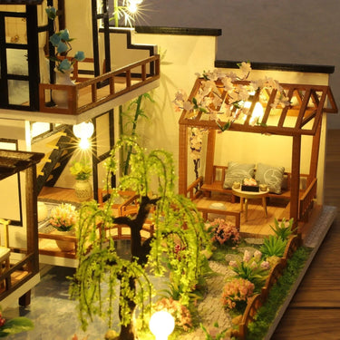 Miniature Wooden House Building Kit With Illuminated Interior - Image 2