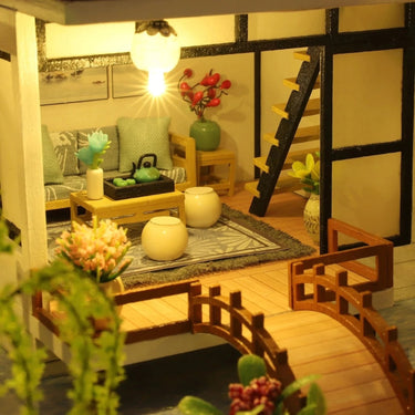 Miniature Wooden House Building Kit With Illuminated Interior - Image 7