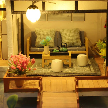 Miniature Wooden House Building Kit With Illuminated Interior - Image 5