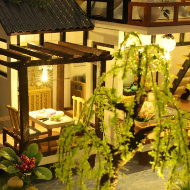 Miniature Wooden House Building Kit With Illuminated Interior - Image 3