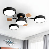 Modern Circular Ceiling Light With Wooden Accents - Image 1