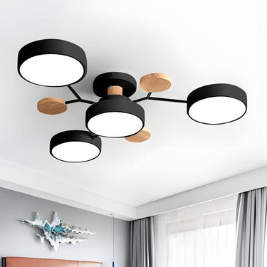 Modern Circular Ceiling Light With Wooden Accents - Image 1