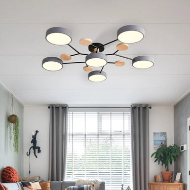 Modern Circular Ceiling Light With Wooden Accents - Image 11