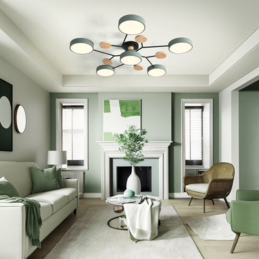 Modern Circular Ceiling Light With Wooden Accents - Image 18