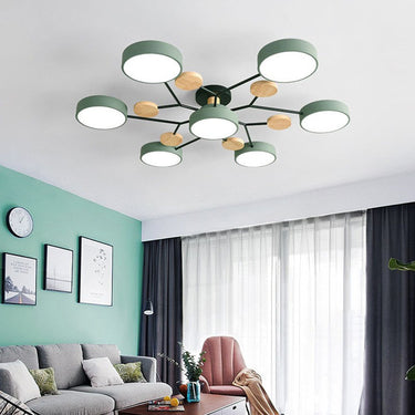 Modern Circular Ceiling Light With Wooden Accents - Image 19
