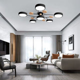 Modern Circular Ceiling Light With Wooden Accents - Image 5