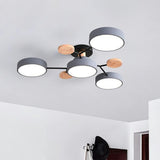 Modern Circular Ceiling Light With Wooden Accents - Image 8