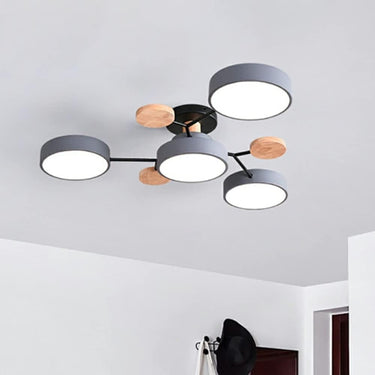 Modern Circular Ceiling Light With Wooden Accents - Image 8