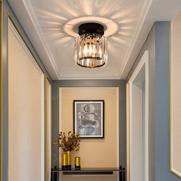 Modern Flush Mount Ceiling Light With Clear Striped Glass Shade - Image 8