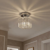Modern Flush Mount Ceiling Light With Clear Striped Glass Shade - Image 15