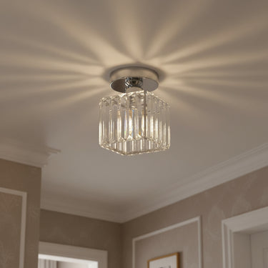 Modern Flush Mount Ceiling Light With Clear Striped Glass Shade - Image 15
