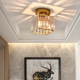 Modern Flush Mount Ceiling Light With Clear Striped Glass Shade - Image 9
