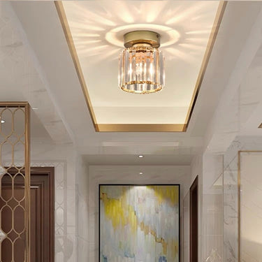 Modern Flush Mount Ceiling Light With Clear Striped Glass Shade - Image 10