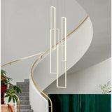 Modern Metal Vertical Rectangle Chandelier With Cascading Drop - Image 6