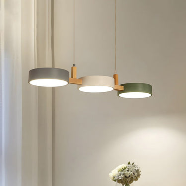 Modern Multi Light Cylinder Pendant Light With Wood Accents - Image 1