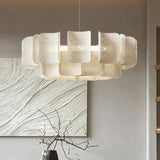 Modern Ring Acrylic Chandelier With Rippled Panels - Image 2