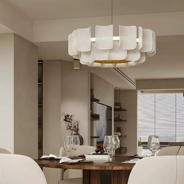 Modern Ring Acrylic Chandelier With Rippled Panels - Image 4