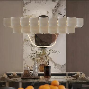 Modern Ring Acrylic Chandelier With Rippled Panels - Image 6