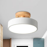 Modern Wooden Canopy Circular Semi Flush Ceiling Light - Image 4
