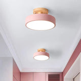 Modern Wooden Canopy Circular Semi Flush Ceiling Light - Image 7