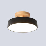 Modern Wooden Canopy Circular Semi Flush Ceiling Light - Image 9