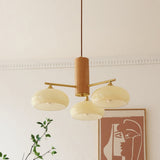 Modern Wooden Elliptical Chandelier With Brass Arms - Image 5