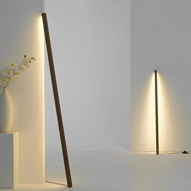 Modern Wooden Strip Floor Lamp With Remote Control - Image 1