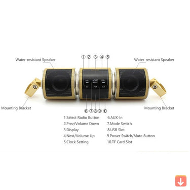 Motorcycle Bluetooth Speaker With Fm Radio Dual Speakers And Waterproof Design - Image 3