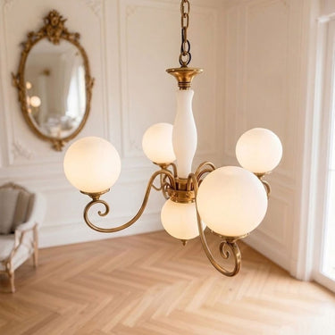 Multi-Arm Glass Chandelier With Spherical Globes - Image 11