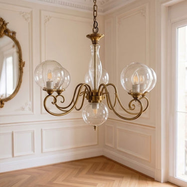 Multi-Arm Glass Chandelier With Spherical Globes - Image 13