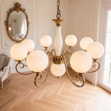 Multi-Arm Glass Chandelier With Spherical Globes - Image 17