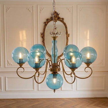 Multi-Arm Glass Chandelier With Spherical Globes - Image 19