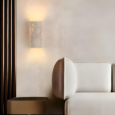 Natural Stone Cylinder Wall Sconce With Integrated LED Light - Image 2