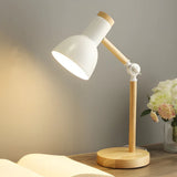 Pivoting Shade Task Table Lamp With Wooden Base - Image 1
