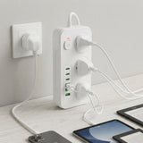 Power Strip With 3 AC Outlets 6 USB Ports And 2M Extension Cable 9-in-1 Charging Hub - Image 3