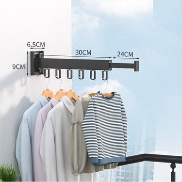 Retractable Drying Rack With Folding Wall-Mount Hanger Design For Cloth That Disappears When You're Done - Image 11