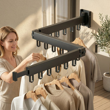 Retractable Wall Drying Rack Foldable Clothes With Mounted Design For Indoor And Outdoor Use - Image 6