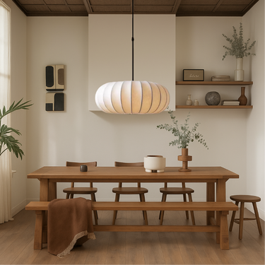 Ribbed Fabric Round Lantern Pendant Light - Image 1