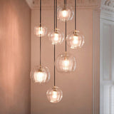 Ribbed Glass Globe Pendant Light With Brass Fitting - Image 3