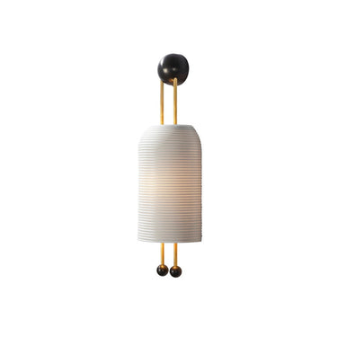 Ribbed Glass Lantern Wall Sconce With Twin Stems - Image 1