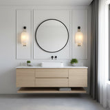 Ribbed Glass Lantern Wall Sconce With Twin Stems - Image 6