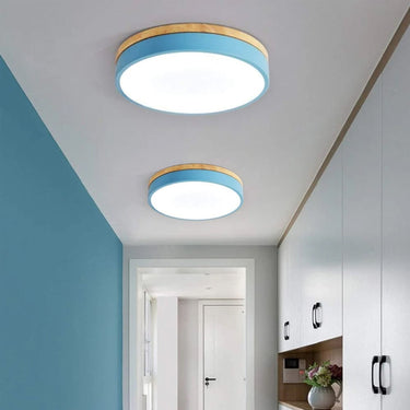 Round Flush Ceiling Light With Solid Wood Rim - Image 15