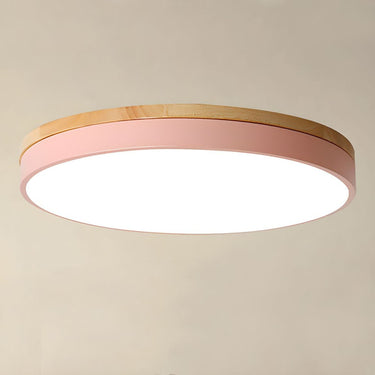 Round Flush Ceiling Light With Solid Wood Rim - Image 18