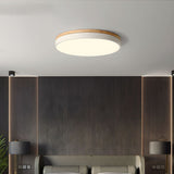 Round Flush Ceiling Light With Solid Wood Rim - Image 5