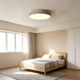 Round Flush Ceiling Light With Solid Wood Rim - Image 7