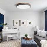 Round Flush Ceiling Light With Solid Wood Rim - Image 9
