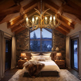 Rustic Antler Chandelier With Wood-Effect Finish - Image 6
